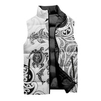 New Zealand Sea Animals with Maori Tribal Tattoo Sleeveless Puffer Jacket White Color LT03 - Polynesian Pride
