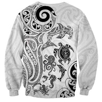New Zealand Sea Animals with Maori Tribal Tattoo Sweatshirt White Color LT03 - Polynesian Pride