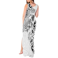 New Zealand Sea Animals with Maori Tribal Tattoo Tank Maxi Dress White Color LT03 - Polynesian Pride