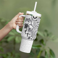 New Zealand Sea Animals with Maori Tribal Tattoo Tumbler With Handle White Color LT03 - Polynesian Pride