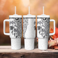 New Zealand Sea Animals with Maori Tribal Tattoo Tumbler With Handle White Color LT03 - Polynesian Pride