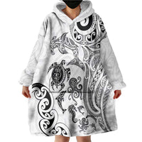 New Zealand Sea Animals with Maori Tribal Tattoo Wearable Blanket Hoodie White Color LT03 - Polynesian Pride
