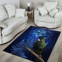 New Zealand Tui Bird Matariki Area Rug Maori New Year with Galaxy Fern LT03 - Polynesian Pride