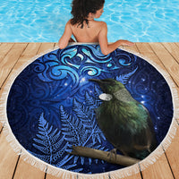 New Zealand Tui Bird Matariki Beach Blanket Maori New Year with Galaxy Fern LT03 - Polynesian Pride