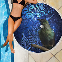New Zealand Tui Bird Matariki Beach Blanket Maori New Year with Galaxy Fern LT03 - Polynesian Pride
