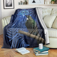 New Zealand Tui Bird Matariki Blanket Maori New Year with Galaxy Fern LT03 Blue - Polynesian Pride