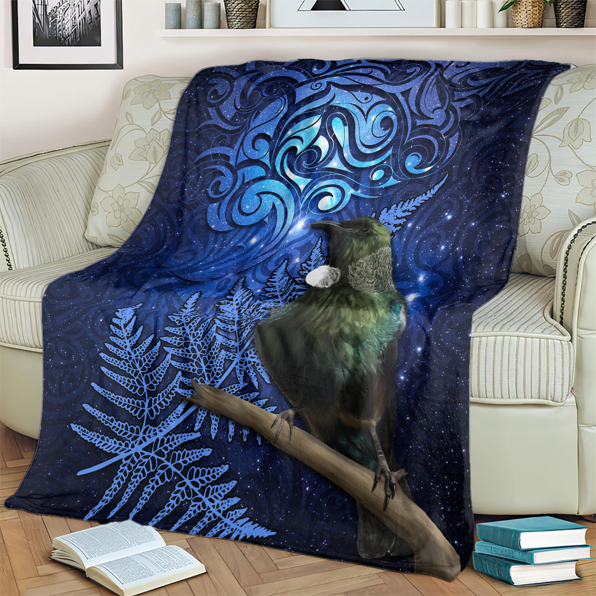 New Zealand Tui Bird Matariki Blanket Maori New Year with Galaxy Fern LT03 - Polynesian Pride