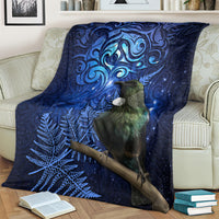 New Zealand Tui Bird Matariki Blanket Maori New Year with Galaxy Fern LT03 - Polynesian Pride