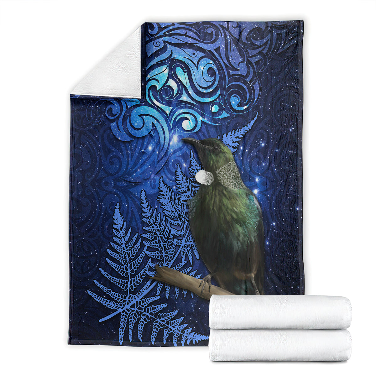 New Zealand Tui Bird Matariki Blanket Maori New Year with Galaxy Fern LT03 - Polynesian Pride