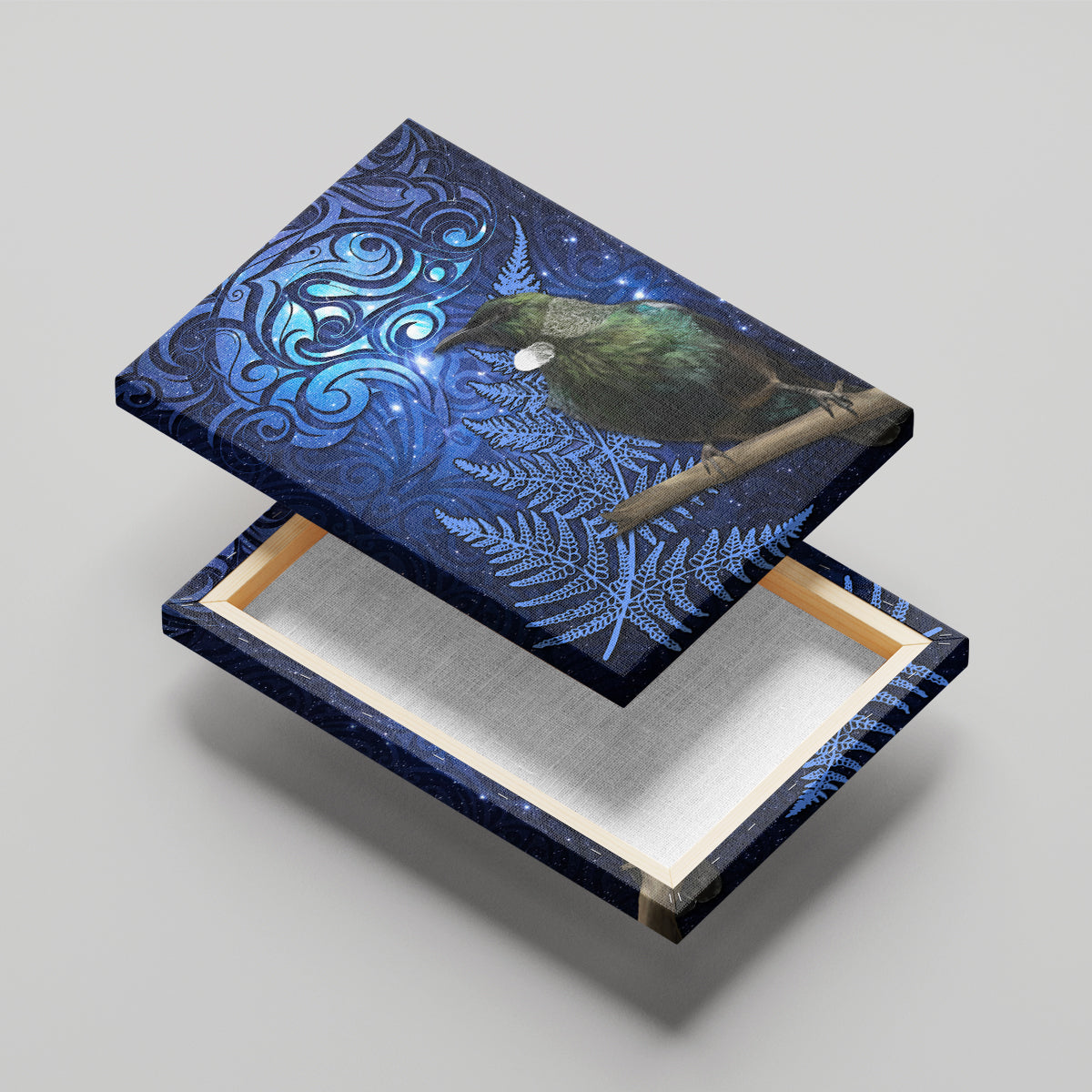 New Zealand Tui Bird Matariki Canvas Wall Art Maori New Year with Galaxy Fern LT03 - Polynesian Pride