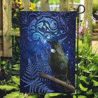 New Zealand Tui Bird Matariki Garden Flag Maori New Year with Galaxy Fern LT03 Garden Flag Blue - Polynesian Pride