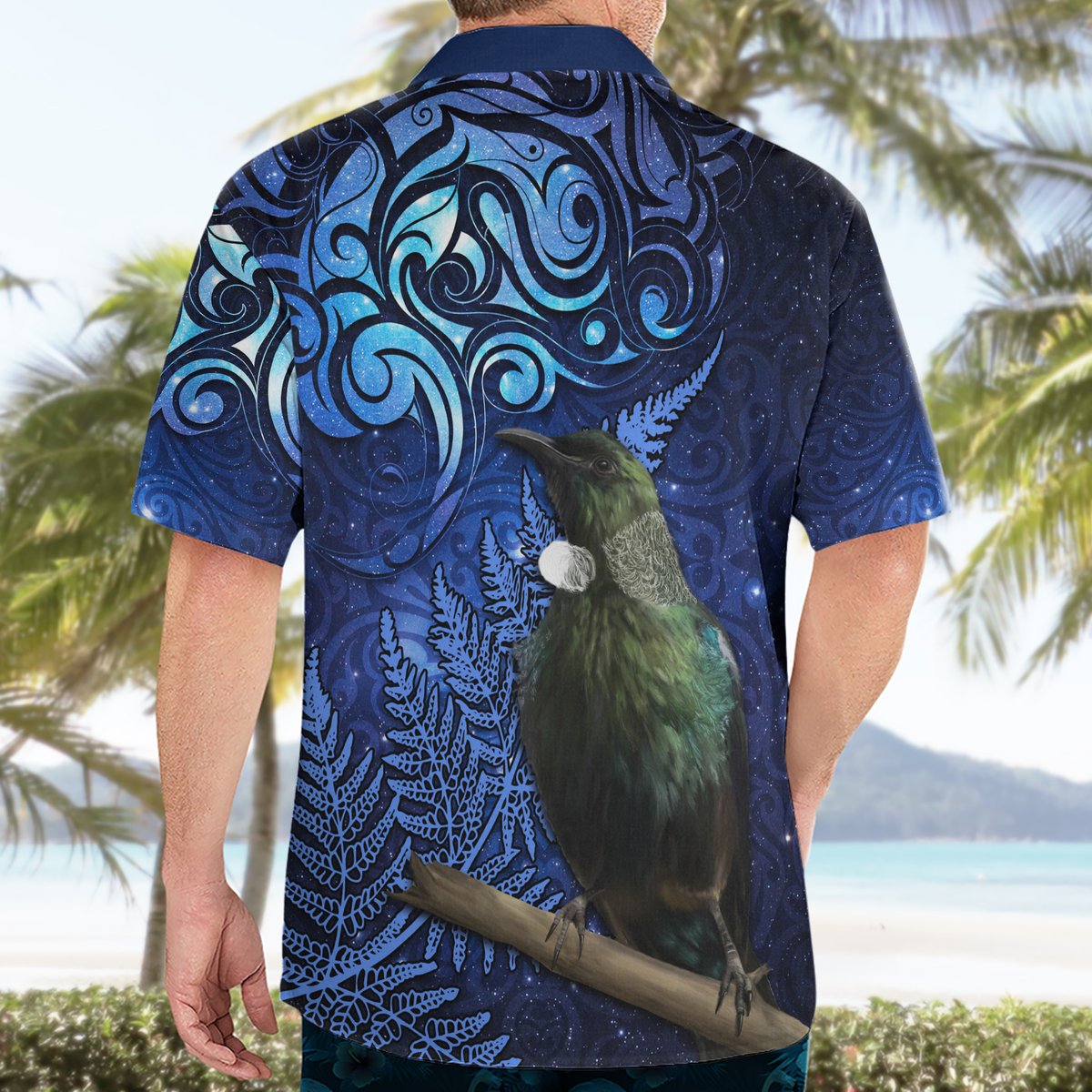 New Zealand Tui Bird Matariki Hawaiian Shirt Maori New Year with Galaxy Fern LT03 - Polynesian Pride