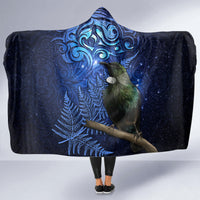 New Zealand Tui Bird Matariki Hooded Blanket Maori New Year with Galaxy Fern LT03 - Polynesian Pride