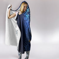 New Zealand Tui Bird Matariki Hooded Blanket Maori New Year with Galaxy Fern LT03 - Polynesian Pride