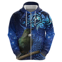 New Zealand Tui Bird Matariki Hoodie Maori New Year with Galaxy Fern LT03 - Polynesian Pride