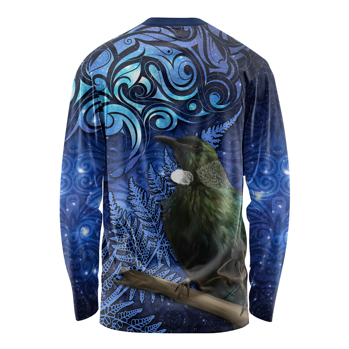 New Zealand Tui Bird Matariki Long Sleeve Shirt Maori New Year with Galaxy Fern LT03 - Polynesian Pride