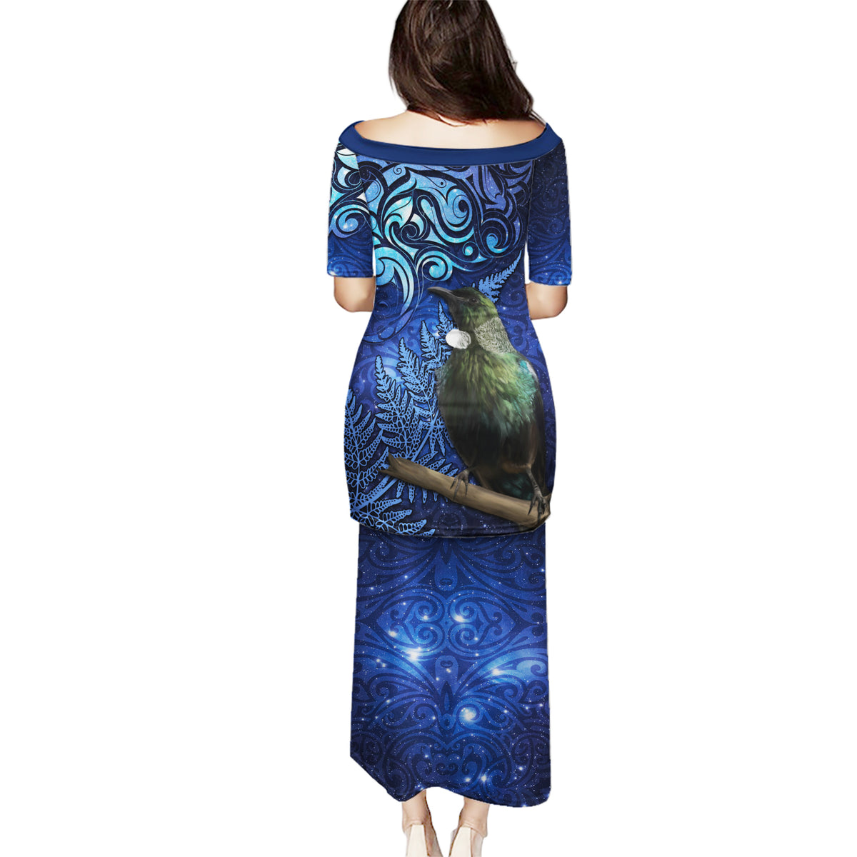 New Zealand Tui Bird Matariki Puletasi Maori New Year with Galaxy Fern LT03 - Polynesian Pride