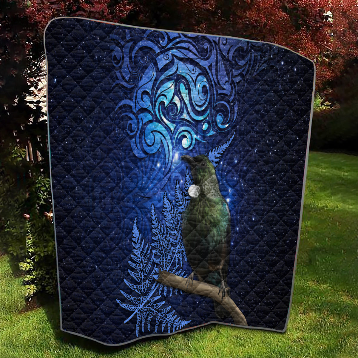 New Zealand Tui Bird Matariki Quilt Maori New Year with Galaxy Fern LT03 - Polynesian Pride