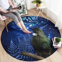 New Zealand Tui Bird Matariki Round Carpet Maori New Year with Galaxy Fern LT03 - Polynesian Pride