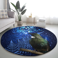 New Zealand Tui Bird Matariki Round Carpet Maori New Year with Galaxy Fern LT03 - Polynesian Pride