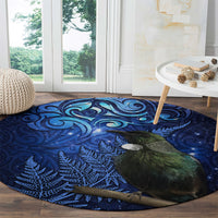 New Zealand Tui Bird Matariki Round Carpet Maori New Year with Galaxy Fern LT03 - Polynesian Pride