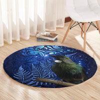 New Zealand Tui Bird Matariki Round Carpet Maori New Year with Galaxy Fern LT03 - Polynesian Pride