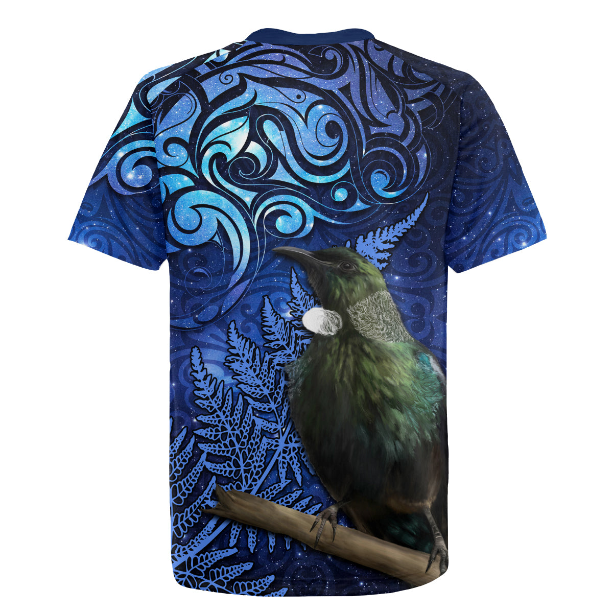 New Zealand Tui Bird Matariki Rugby Jersey Maori New Year with Galaxy Fern LT03 - Polynesian Pride