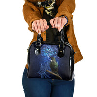 New Zealand Tui Bird Matariki Shoulder Handbag Maori New Year with Galaxy Fern LT03 One Size Blue - Polynesian Pride