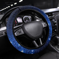 New Zealand Tui Bird Matariki Steering Wheel Cover Maori New Year with Galaxy Fern LT03 Universal Fit Blue - Polynesian Pride