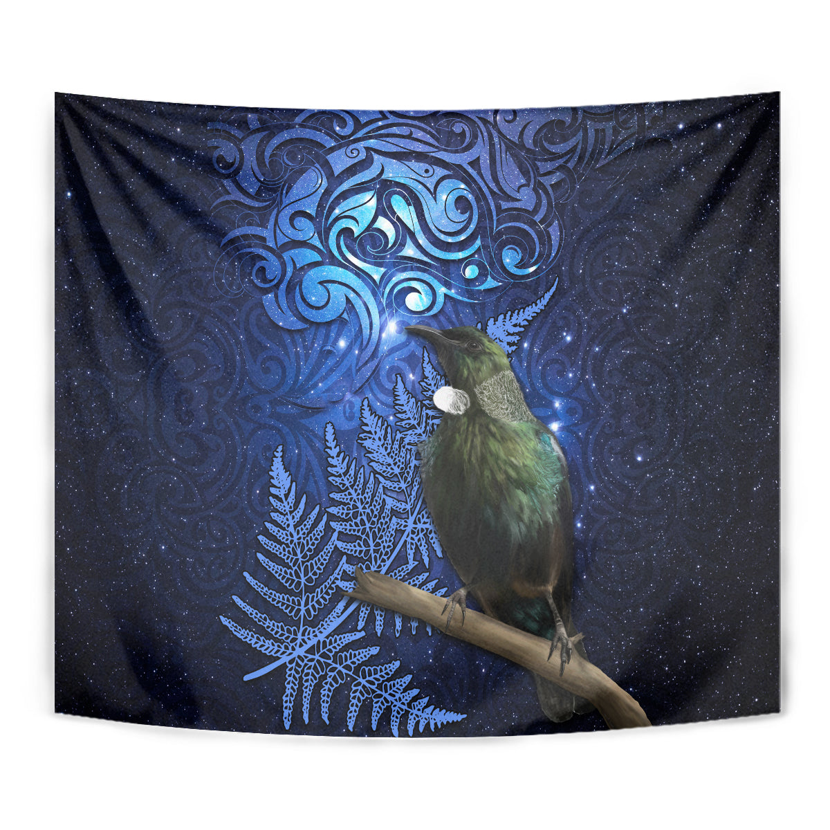 New Zealand Tui Bird Matariki Tapestry Maori New Year with Galaxy Fern LT03 - Polynesian Pride