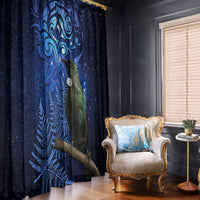New Zealand Tui Bird Matariki Window Curtain Maori New Year with Galaxy Fern LT03 - Polynesian Pride