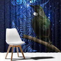 New Zealand Tui Bird Matariki Window Curtain Maori New Year with Galaxy Fern LT03 - Polynesian Pride