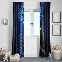 New Zealand Tui Bird Matariki Window Curtain Maori New Year with Galaxy Fern LT03 - Polynesian Pride