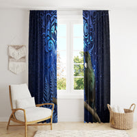 New Zealand Tui Bird Matariki Window Curtain Maori New Year with Galaxy Fern LT03 - Polynesian Pride