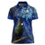 New Zealand Tui Bird Matariki Women Polo Shirt Maori New Year with Galaxy Fern