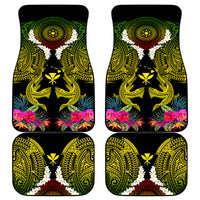 Hawaii Kanaka Maoli Car Mats Double Shark and Hibiscus Flowers