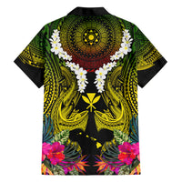 Hawaii Kanaka Maoli Family Matching Long Sleeve Bodycon Dress and Hawaiian Shirt Double Shark and Hibiscus Flowers LT03 - Polynesian Pride