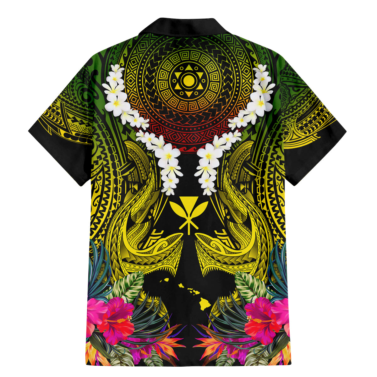 Hawaii Kanaka Maoli Family Matching Mermaid Dress and Hawaiian Shirt Double Shark and Hibiscus Flowers LT03 - Polynesian Pride