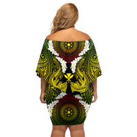 Hawaii Kanaka Maoli Family Matching Off Shoulder Short Dress and Hawaiian Shirt Double Shark and Hibiscus Flowers LT03 - Polynesian Pride