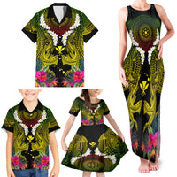 Hawaii Kanaka Maoli Family Matching Tank Maxi Dress and Hawaiian Shirt Double Shark and Hibiscus Flowers LT03 - Polynesian Pride