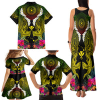 Hawaii Kanaka Maoli Family Matching Tank Maxi Dress and Hawaiian Shirt Double Shark and Hibiscus Flowers LT03 - Polynesian Pride