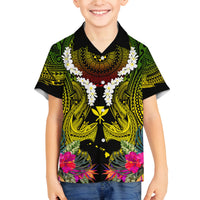 Hawaii Kanaka Maoli Family Matching Tank Maxi Dress and Hawaiian Shirt Double Shark and Hibiscus Flowers LT03 Son's Shirt Black - Polynesian Pride