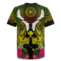 Hawaii Kanaka Maoli Rugby Jersey Double Shark and Hibiscus Flowers