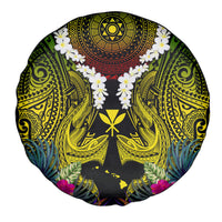 Hawaii Kanaka Maoli Spare Tire Cover Double Shark and Hibiscus Flowers