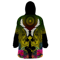 Hawaii Kanaka Maoli Wearable Blanket Hoodie Double Shark and Hibiscus Flowers LT03 - Polynesian Pride