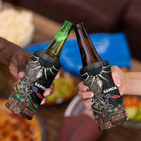 Samoa Siapo Polynesian Art 4 in 1 Can Cooler Tumbler Tropical Flowers and Tatau Pattern Brown