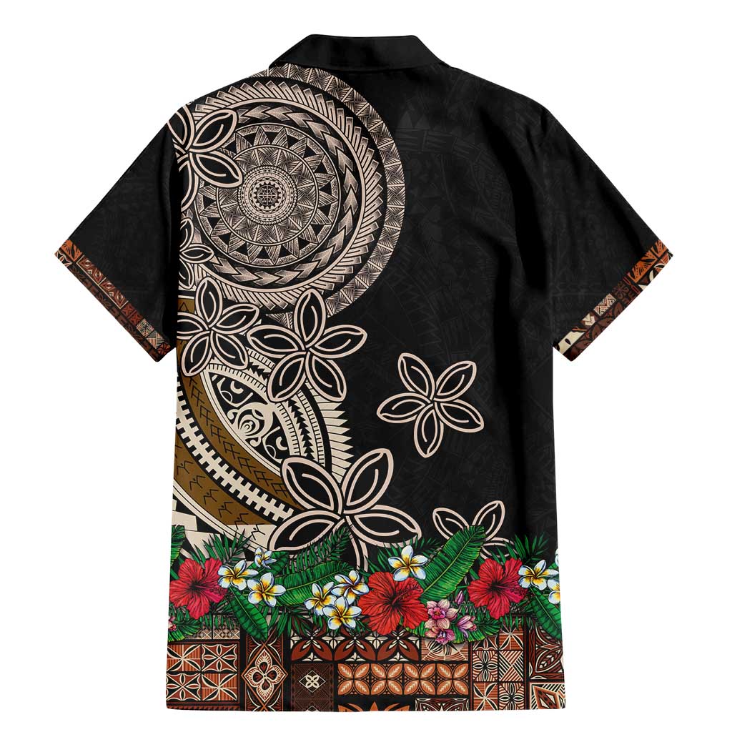 Samoa Siapo Polynesian Art Family Matching Mermaid Dress and Hawaiian Shirt Tropical Flowers and Tatau Pattern Brown LT03 - Polynesian Pride