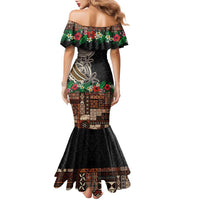 Samoa Siapo Polynesian Art Family Matching Mermaid Dress and Hawaiian Shirt Tropical Flowers and Tatau Pattern Brown LT03 - Polynesian Pride