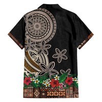 Samoa Siapo Polynesian Art Hawaiian Shirt Tropical Flowers and Tatau Pattern Brown