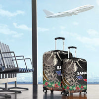 Samoa Siapo Polynesian Art Luggage Cover Tropical Flowers and Tatau Pattern Brown